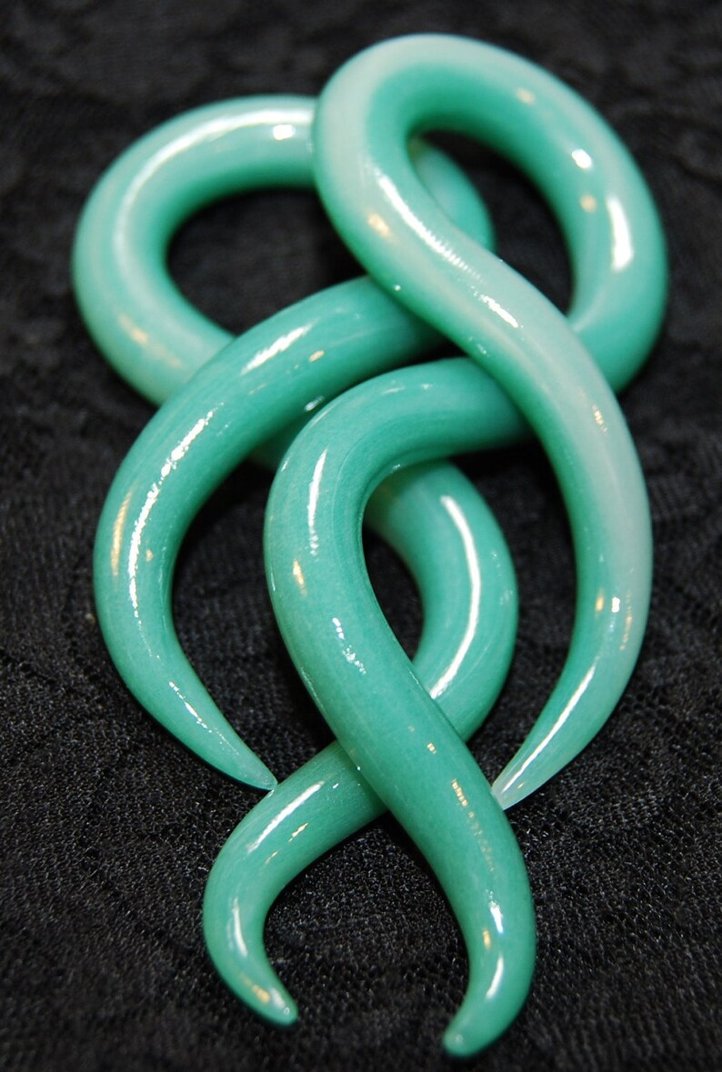 Faux Jade Twists Earrings for Stretched Lobes Gauges image 3