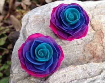 Ombre Rosebud Plugs - 4g to 2"- Gauges