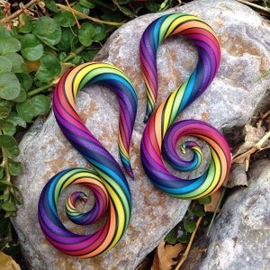Rainbow Swans - Earrings for Stretched Lobes - Gauges