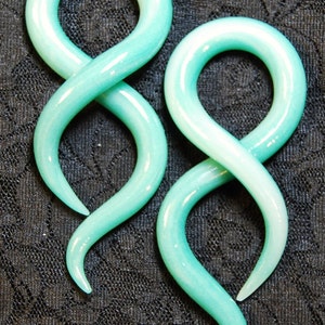 Faux Jade Twists Earrings for Stretched Lobes Gauges image 2