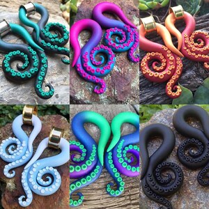 Choose Your Color Tentacles - Earrings for Stretched Lobes - Gauges