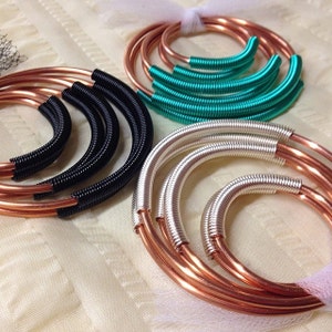 Coil Closure Copper Hoops - Set of 3 - Earrings for Stretched Lobes - Gauges