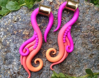 Color Fade "Kasey" Earrings - Earrings for Stretched Lobes - Gauges