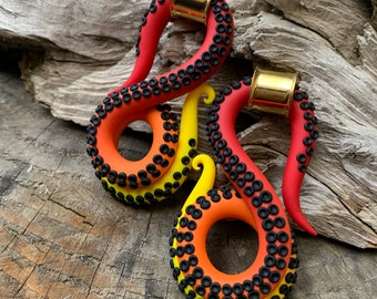 Choose Your Color Tentacles for thin walled eyelets - Earrings for Stretched Lobes - Gauges