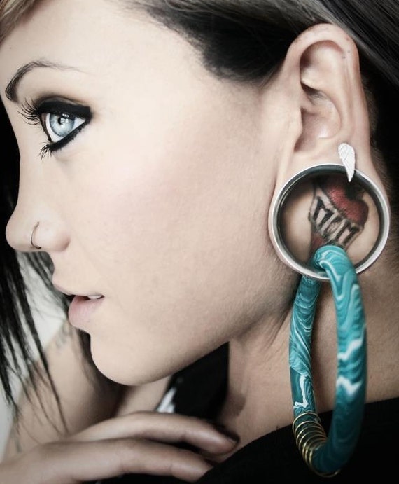 Items similar to Coil Closure Hoops 0g00g Earrings for Stretched Lobes Gauges on Etsy