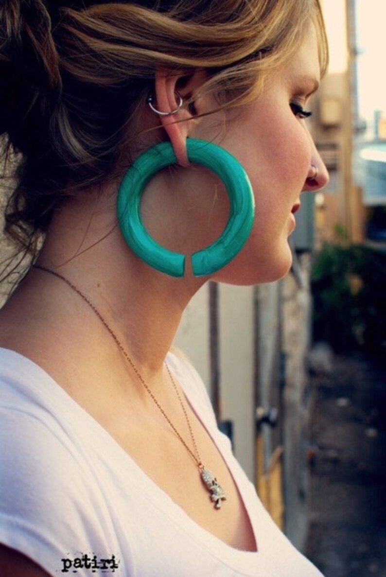 Faux Malachite Hoops Earrings for Stretched Lobes Gauges Etsy