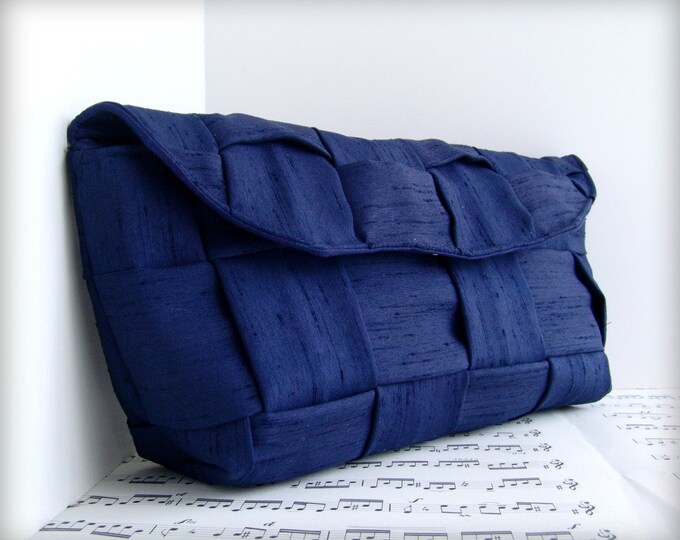 Handmade Clutch Purse. Woven Navy Blue Clutch Bag. Made to Etsy