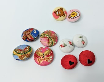 Assorted covered fabric buttons with shank, ten buttons