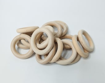 15 wooden rings for crafting, natural, 35 mm inner diameter, 55 outer diameter