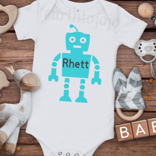 ROBOT Personalized Custom Your Name Handmade Baby Bodysuit Newborn TO 24 Months Carters