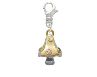 3D Gold And Silver Mushroom Swivel Clip On Charm USA Seller