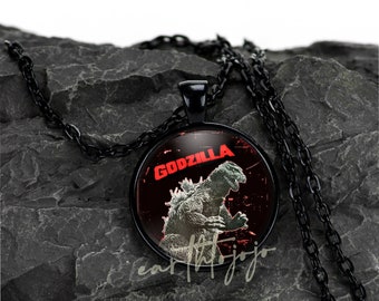 Godzilla Black Pendant Necklace Setting 1" Round Glass Top Pendant With Chain USA