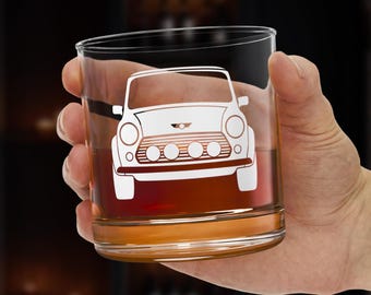 Mini Cooper Rocks Glass: 10oz Car Enthusiast Barware