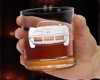 Vaso de whisky Corvette de 1972, vaso clásico de coche, artículo de bar para la guarida del hombre