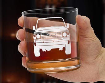 Toyota FJ60 Rocks Glass, 10oz Whiskey Barware for Car Enthusiasts