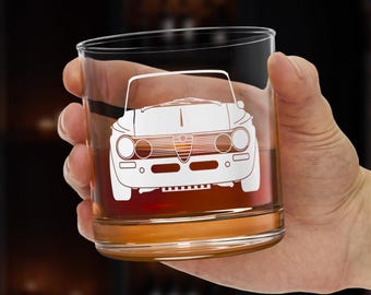 Alfa Romeo Giulia T1 Super Whiskey Glass: Classic Car Enthusiast Barware