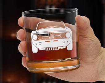 Alfa Romeo GTV Rocks Glass: Vintage Car Lover's Barware