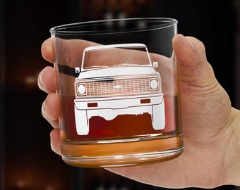 71 Chevy Blazer Rocks Glass, Classic Truck Bourbon Tumbler