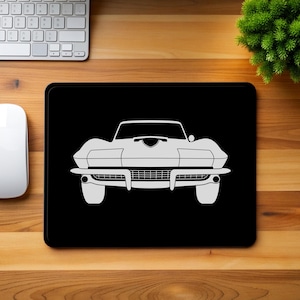 67 Corvette rutschfestes Mauspad mit Vintage Car Design, Gamer Geschenk, Bürodekoration, Computerzubehör, Spielzimmer Essentials