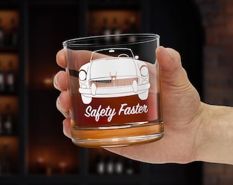 1967 MGB Rocks Glass, 10oz Clear Tempered Whiskey Tumbler