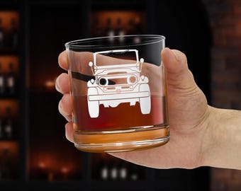 Vintage Toyota FJ40 Land Cruiser Rocks Glass: Car Enthusiast Barware