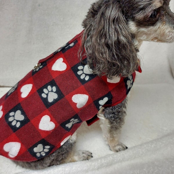 Dog Coat Jacket Puppy Vest Harness Winter Buffalo Plaid Check Cotton Flannel  Fully Lined Sizes XSmall Small Medium Large