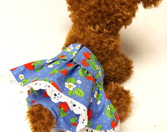 Dog Diaper Cover Britches Pet Pants Wrap Skirt Size XSmall To Med Strawberry