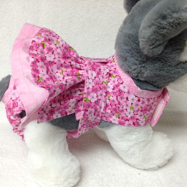 Dog Diaper Dress One Piece Female Pet Wrap Romper Bodysuit Overall Bitches Britches Size xxSmall To Medium Pink Floral