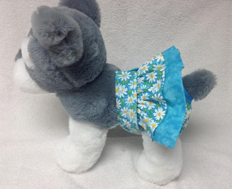 Female Dog Diaper Britches Pet Panties Wrap Skirt Size XSmall To 5XLarge Floral Fabric Many Colors turquoise