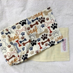 Male Dog Belly Band Pet Diaper Wrap Puppy Pants Beige Woof Fabric Sizes 10 20 image 1