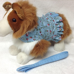 Reversible Girl Dog Harness Vest Dress Mini Skirt Ruffle And Optional Matching Doggie Leash  Custom Sizes From XSmall - Medium
