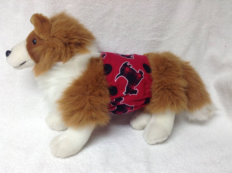 Male Dog Belly Band Diaper Boy Puppy Panties Pet Doggie Wrap Pants Plaid Scottish Terrier On Cotton Flannel Custom Sizes To 30 Inches