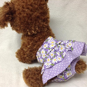 Female Dog Diaper Puppy Pet Wrap Girl Pants Bitches Britches Skirt Size XXS To XL Purple Floral Print