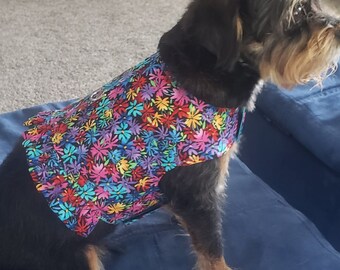 Dog Harness Vest Pet Puppy Floral Fantasy With Mini Ruffle 100% Cotton Size XXSmall - Large