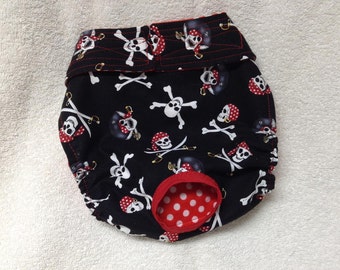 Male Dog Diaper Britches Pet Wrap Cotton Boy Pants Size XXSmall - 5XLarge Pirate Skulls Fabric