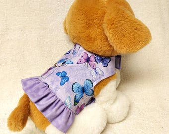 Dog Harness Pet Puppy Vest Butterfly With Mini Ruffle 100% Cotton Fabric Sizes From XXSmall - Med