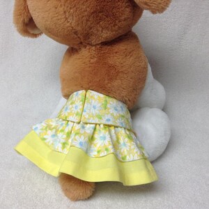 Female Dog Diaper Britches Pet Panties Wrap Skirt Size XSmall To 5XLarge Floral Fabric Many Colors yellow