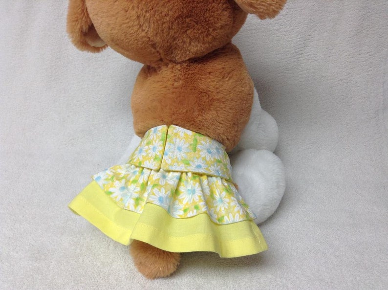 Female Dog Diaper Britches Pet Panties Wrap Skirt Size XSmall To 5XLarge Floral Fabric Many Colors yellow