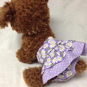 Female Dog Diaper Britches Pet Panties Wrap Skirt Size XSmall To 5XLarge Floral Fabric Many Colors lavender