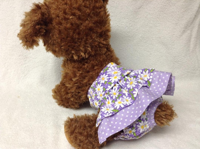 Female Dog Diaper Britches Pet Panties Wrap Skirt Size XSmall To 5XLarge Floral Fabric Many Colors lavender