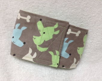 Male Dog Belly Band Diaper Pet Wrap Puppy Pants Taupe 100% Cotton Flannel Ready To Ship