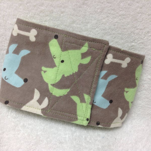 Male Dog Belly Band Diaper Pet Wrap Puppy Pants Taupe 100% Cotton Flannel Ready To Ship