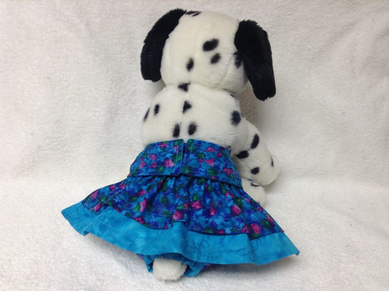 Female Dog Panties Diaper Bitch Britches Pet Puppy Pants Doggie Wrap Skirt Size Small 12 Waist Ready To Ship Royal Blue Floral
