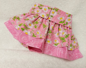 Female Dog Diaper Britches Pet Pants Wrap Skirt Size XSmall To XLarge Pink Floral Fabric