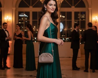 Elegante borsa a tracolla beige, borsa a tracolla in pelle vegana, piccola borsa da donna, tracolla annodata, confezione regalo