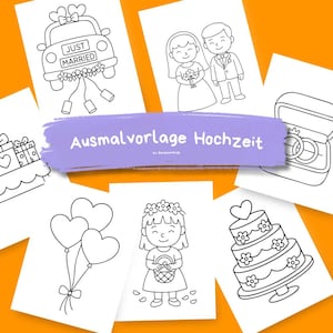 Kleurplaten van bruiloften voor kinderen | Afdrukbare huwelijksactiviteit | Kleurplaten Kinderen Bruiloft | Direct PDF downloaden