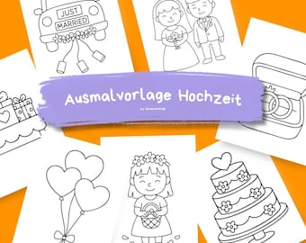 Hochzeit Ausmalbilder für Kinder | Beschäftigung Hochzeit Printable | Malvorlagen Kinder Hochzeit | Sofortiger PDF-Download