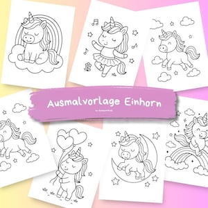 Disegni da colorare di unicorni per bambini | Pagine da colorare magiche da stampare | Pacchetto PDF stampabile | Download immediato