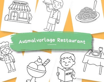 Restaurant coloring pages for kids | Coloring templates for on the go & in the restaurant | Printable PDF activity | Instant download