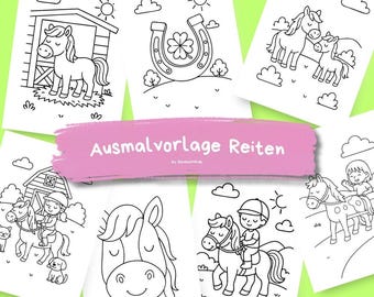 Horse & Riding Coloring Pages for Kids | Pony Riding Coloring Pages PDF | Printable Activities for Girls and Boys | Instant Download